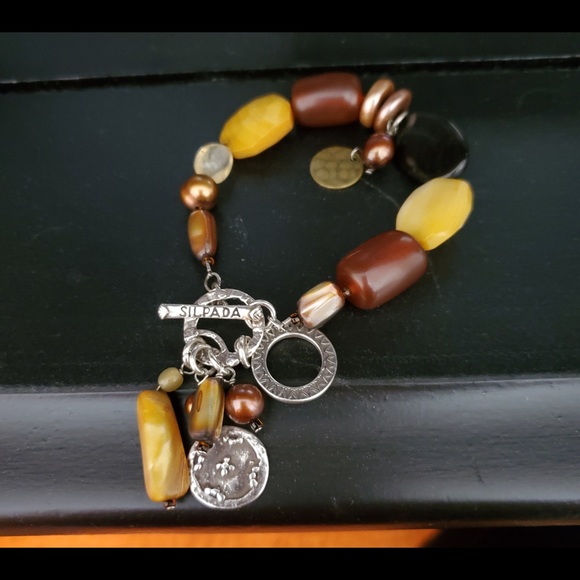 Silpada Stone Bead Pearl Shell Toggle Bracelet 925 - Picture 10 of 16